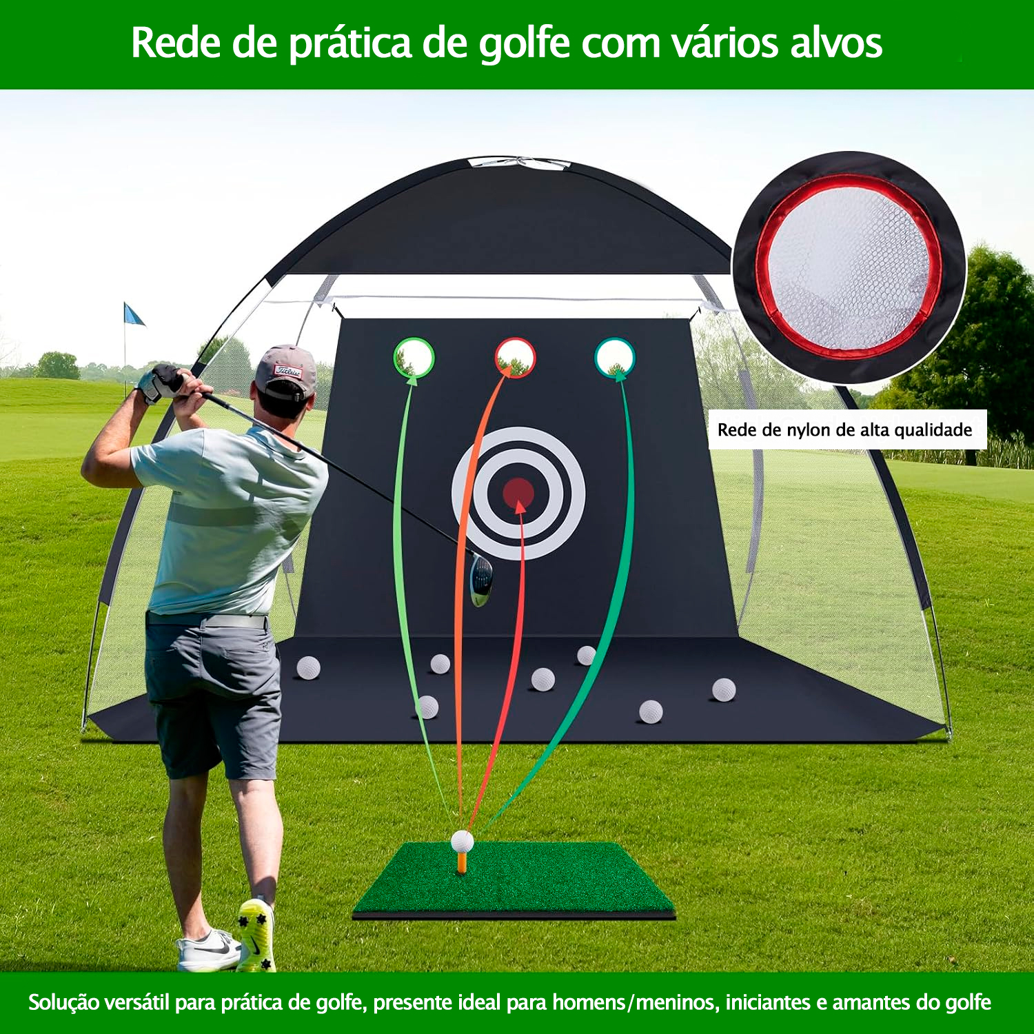 Rede De Golfe Dobrável Portátil Indoor Outdoor - Imagem 2